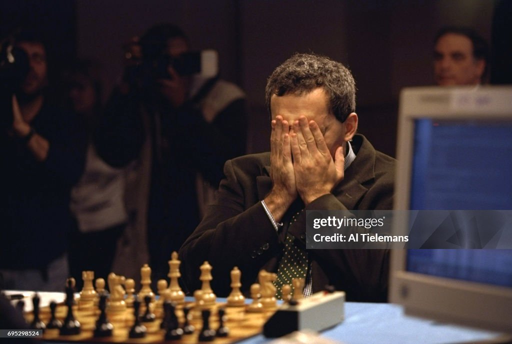 Garry Kasparov upset during match vs the IBM supercomputer Deep Blue.  News Photo - Getty Images