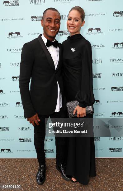 Sunnery James and Doutzen Kroes attend a dinner hosted by Doutzen Kroes and Lucy Yeomans in honour of Save the Elephants at The Orangery on June 12,...