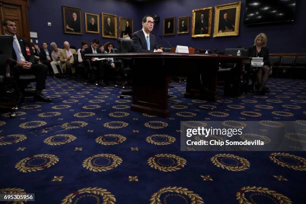 Treasury Secretary Steven Mnuchin testifies before the House Appropriations Committee's Financial Services and General Government Subcommittee in the...