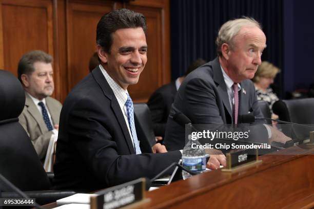 House Appropriations Committee's Financial Services and General Government Subcommittee Chairman Tom Graves and Rep. Rodney Frelinghuysen prepare for...