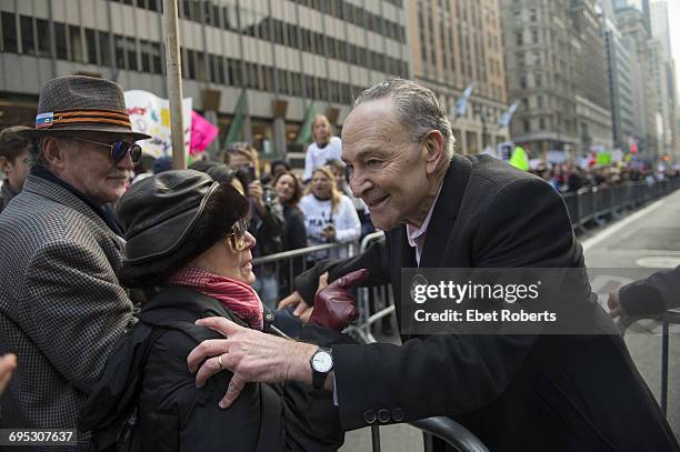 Democratic Senator from New York, Chuck Schumer, at the Women's March in New York City, 21st January 2017.