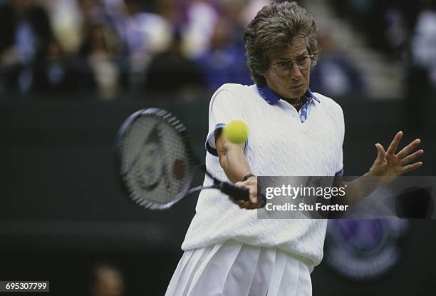 Virginia Wade of Great Britain during her Women's Invitation Doubles match at the Wimbledon Lawn Tennis Championship on 9 July 2000 at the All...