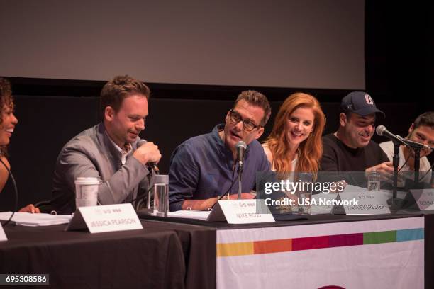 Script Reading Presented by USA Network -- Pictured: Patrick J. Adams, Gabriel Macht , Sarah Rafferty, Rick Hoffman, Nick Wechsler --