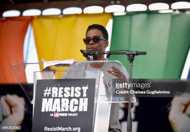 Actor/comedian Chris Rock attends the LA Pride ResistMarch on June 11, 2017 in West Hollywood, California.