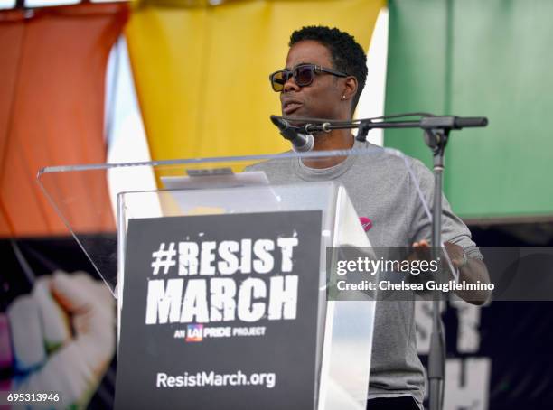 Actor/comedian Chris Rock attends the LA Pride ResistMarch on June 11, 2017 in West Hollywood, California.