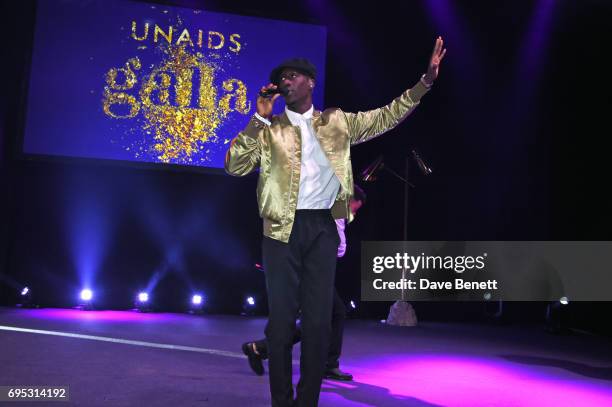 Nico Sereba and Vincent Dery of Nico & Vinz perform at the UNAIDS Gala during Design Miami / Basel 2017 on June 12, 2017 in Basel, Switzerland.