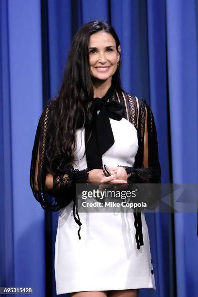 Actress Demi Moore visits "The Tonight Show Starring Jimmy Fallon" at Rockefeller Center on June 12, 2017 in New York City.