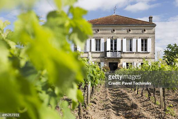 napoleonic mansion on a vinyard, saint-émillion - bordeaux wine stock-fotos und bilder