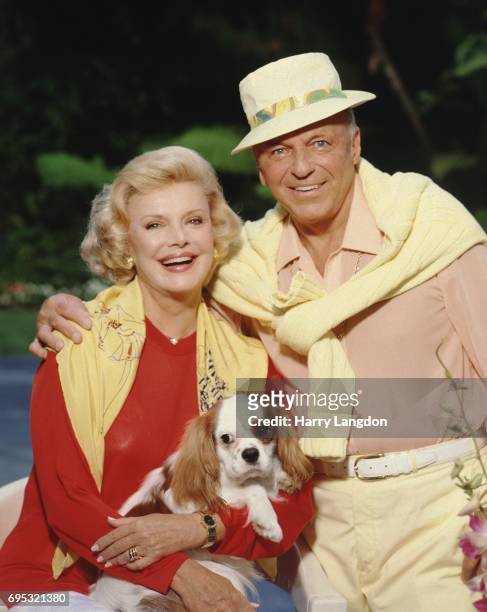 Singer Frank Sinatra and Barbara Sinatra pose for a portrait in 1990 in Los Angeles, California.