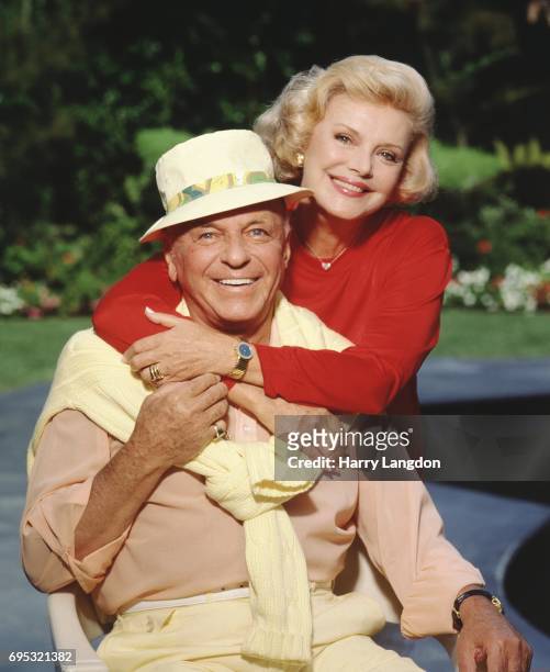 Singer Frank Sinatra and Barbara Sinatra pose for a portrait in 1990 in Los Angeles, California.