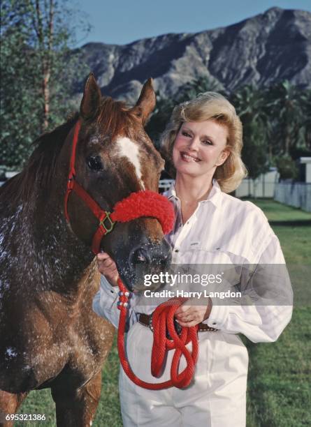 Personality Barbara Sinatra poses for a portrait in 1985 in Palm Springss, California.