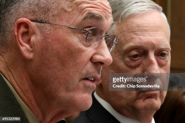 Chairman of the Joint Chiefs of Staff USMC Gen. Joseph Dunford and U.S. Defense Secretary James Mattis testify before the House Armed Services...