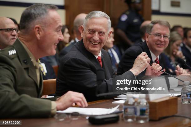 Chairman of the Joint Chiefs of Staff USMC Gen. Joseph Dunford, U.S. Defense Secretary James Mattis and Under Secretary of Defense and Chief...