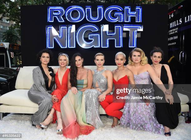 Ilana Glazer, Kate McKinnon, Demi Moore, Scarlett Johansson, Zoe Kravitz, Jillian Bell and Lucia Aniello attend New York Premiere of Sony's ROUGH...