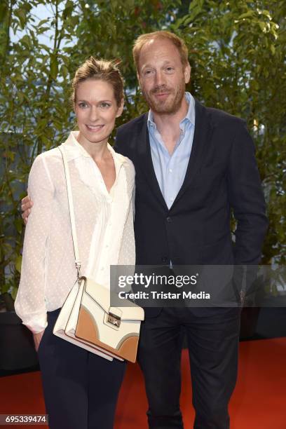 Lisa Martinek and Johann von Buelow attend the cocktail prolonge to the semi-final round of judging of The International Emmy Awards 2017 on June 12,...