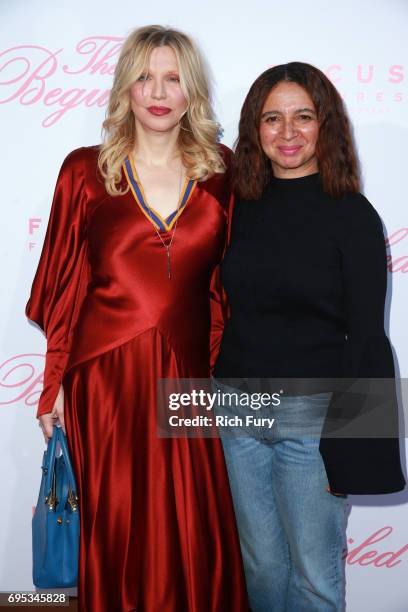 Courtney Love and actor Maya Rudolph attend the premiere of Focus Features' "The Beguiled" at the Directors Guild of America on June 12, 2017 in Los...