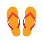 Orange beach slippers icon isolated on white background