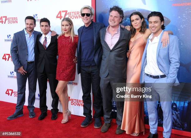 Actors Chris B. Johnson, Santiago Segura, Claire Holt, Matthew Modine, director Johannes Roberts, actress Mandy Moore and actor Yani Gellman attend...