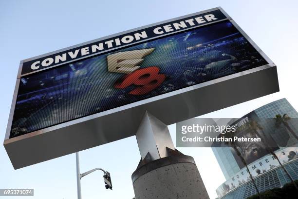 General view outside of the Los Angeles Convention Center before the start of the Electronic Entertainment Expo E3 on June 12, 2017 in Los Angeles,...