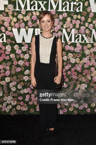 Actor Ahna O'Reilly, wearing Max Mara, at Max Mara Celebrates Zoey Deutch - The 2017 Women In Film Max Mara Face of the Future at Chateau Marmont on...