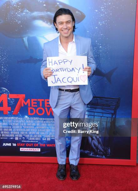 Actor Yani Gellman attends the Premiere of Dinemsion Films' '47 Meters Down' at Regency Village Theatre on June 12, 2017 in Westwood, California.