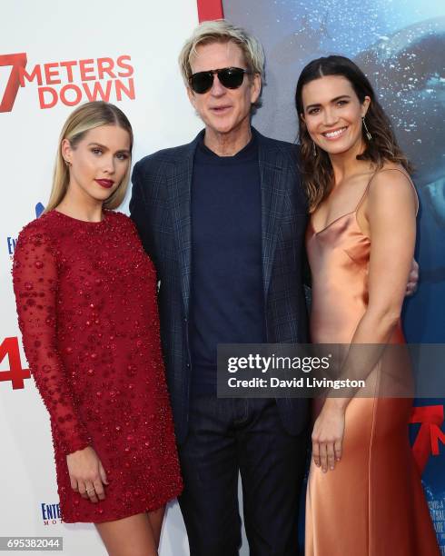 Actors Claire Holt, Matthew Modine and Mandy Moore attend the premiere of Dimension Films' "47 Meters Down" at Regency Village Theatre on June 12,...