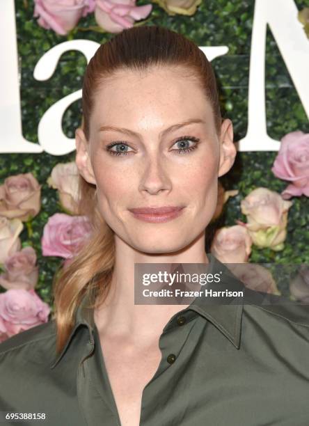 Actor Alyssa Sutherland, wearing Max Mara, at Max Mara Celebrates Zoey Deutch - The 2017 Women In Film Max Mara Face of the Future at Chateau Marmont...