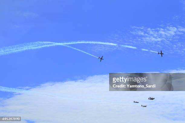 jupiter aerobatic team, indonesia in action - air force sukhoi stock pictures, royalty-free photos & images