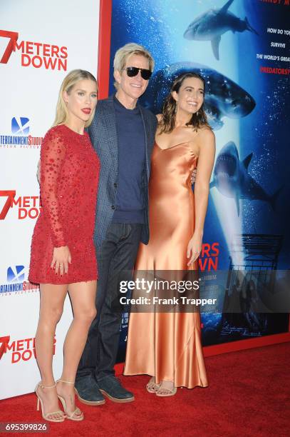 Actors Claire Holt, Matthew Modine and Mandy Moore attend the premiere of Dimension Films' "47 Meters Down" at Regency Village Theatre on June 12,...