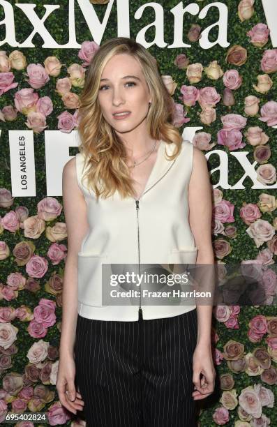 Actor Sophie Lowe, wearing Max Mara, at Max Mara Celebrates Zoey Deutch - The 2017 Women In Film Max Mara Face of the Future at Chateau Marmont on...