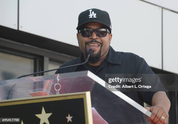 Rapper/actor/produccer Ice Cube Honored With Star On The Hollywood Walk Of Fame held on June 12, 2017 in Hollywood, California.