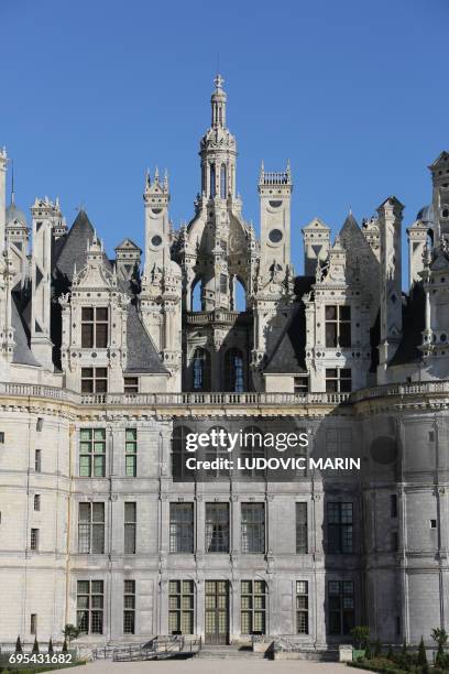 Picture taken on June 12, 2017 shows parts of the Chateau de Chambord in Chambord.