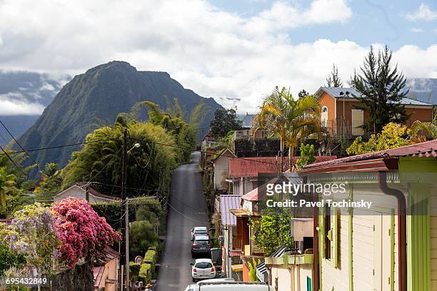 traditional creole houses in hell-bourg - la reunion stock pictures, royalty-free photos & images