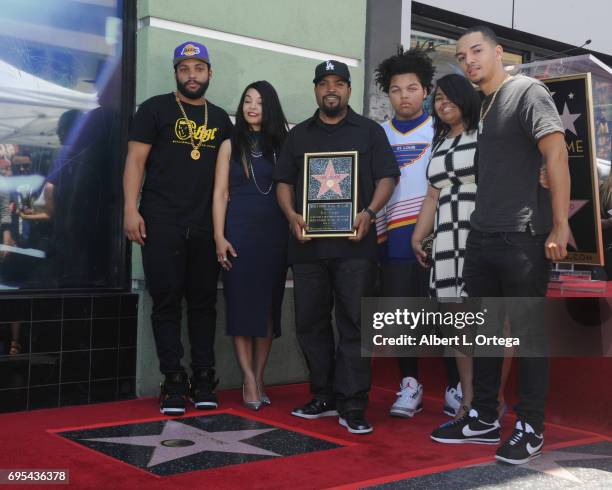 Rapper Ice Cube and family at Ice Cube's Star On The Hollywood Walk Of Fame Ceremony held on June 12, 2017 in Hollywood, California.