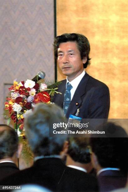 Health Minister Junichiro Koizumi attends a reception of the East Asian Ministerial Meeting on Caring Societies on December 4, 1996 in Ginowan,...