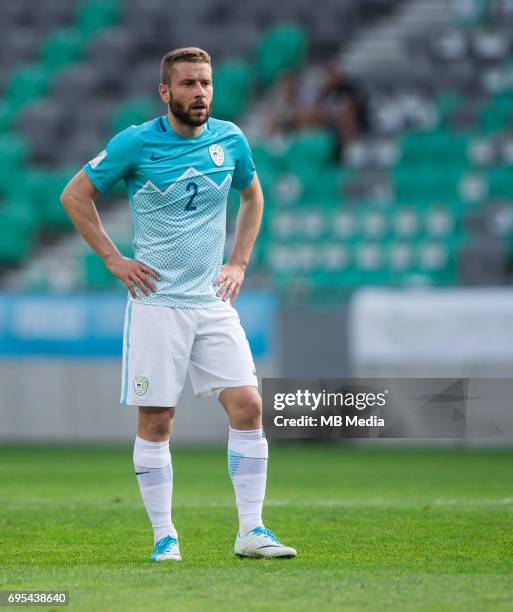 Nejc Skubic of Slovenia in action during football match between National teams of Slovenia and Malta in Round of FIFA World Cup Russia 2018...