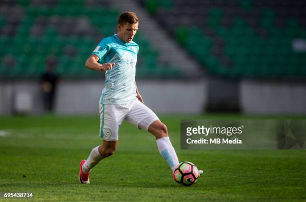 Roman Bezjak of Slovenia in action during football match between National teams of Slovenia and Malta in Round of FIFA World Cup Russia 2018...