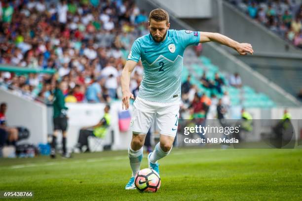 Nejc Skubic of Slovenia in action during football match between National teams of Slovenia and Malta in Round of FIFA World Cup Russia 2018...