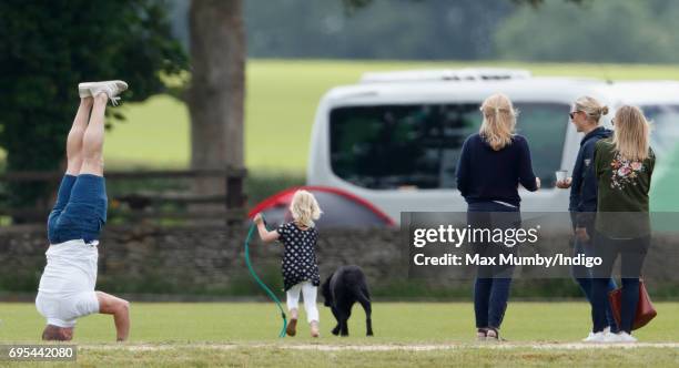 Mike Tindall , Isla Phillips , Autumn Phillips , Zara Philllips and Alejandra Borwick attend the Maserati Royal Charity Polo Trophy Match during the...