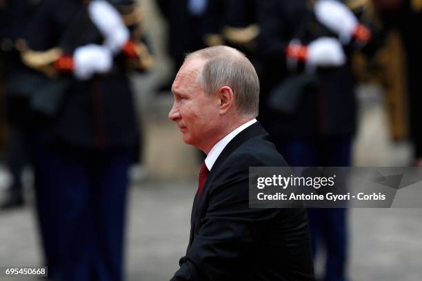 Russian President Vladimir Putin prior to their meeting at 'Chateau de Versailles' on May 29, 2017 in Versailles, France. Putin is visiting France...