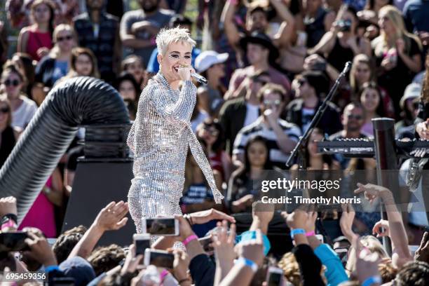 Katy Perry performs during "Katy Perry - Witness World Wide" exclusive YouTube Livestream Concert at Ramon C. Cortines School of Visual and...