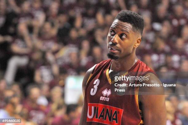Melvin Ejim of Umana looks over during the match game 1 of play off final series of LBA Legabasket of Serie A1 between ReyerUmana Venezia and Aquila...