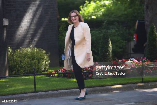 Secretary of State for the Home Department Amber Rudd arrives at Downing Street on June 13, 2017 in London, England. The Prime Minister has...