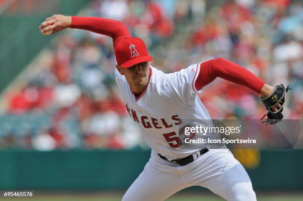Los Angeles Angels Darren O'Day during a Major League Baseball game between the Texas Rangers and the Los Angeles Angeles of Anaheim at Angel Stadium...