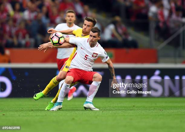 Krzysztof Maczynski of Poland in action during the 2018 FIFA World Cup Russia eliminations match between Poland and Romania on June 10, 2017 at the...