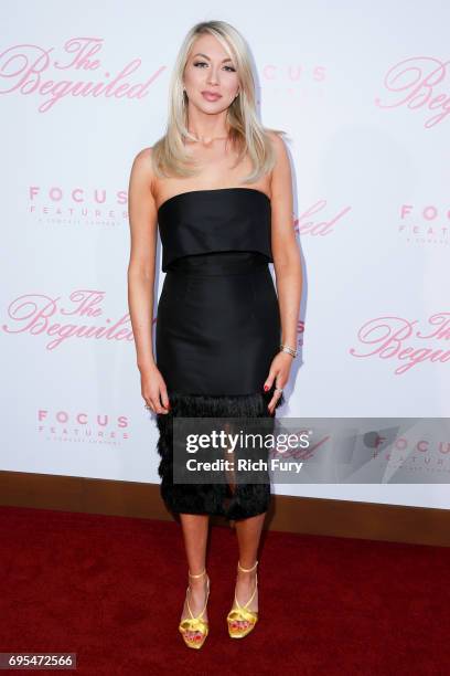 Personality Stassi Schroeder attends the premiere of Focus Features' "The Beguiled" at Directors Guild Of America on June 12, 2017 in Los Angeles,...