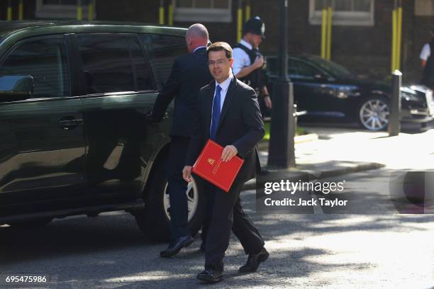 Secretary of State for Northern Ireland James Brokenshire arrives at Downing Street on June 13, 2017 in London, England. The Prime Minister has...