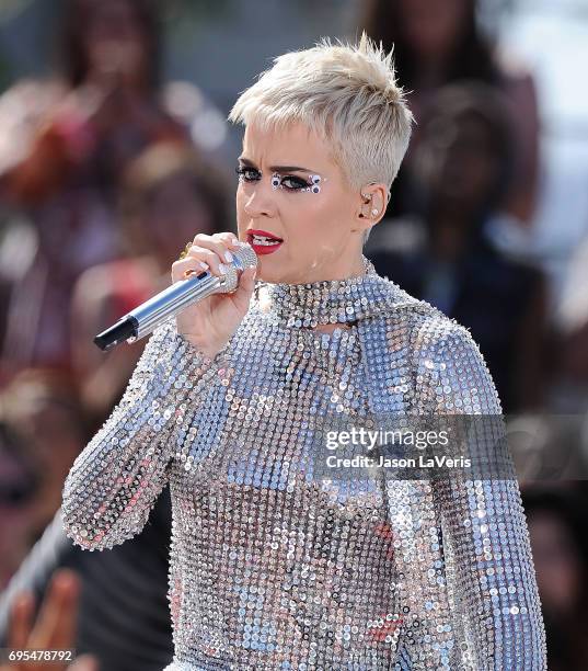 Katy Perry performs at the "Witness World Wide" exclusive YouTube livestream concert on June 12, 2017 in Los Angeles, California.
