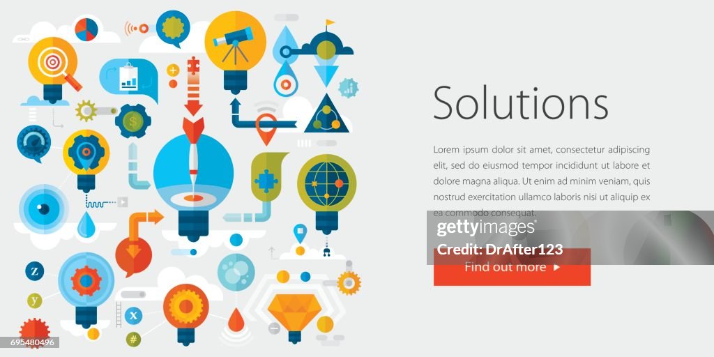 Sysolution Banner Solutions Web Banner Light Gray Background High-Res Vector Graphic ...
