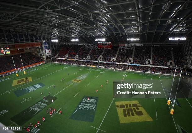 General view of the stadium during the 2017 British & Irish Lions tour match between the Highlanders and the British & Irish Lions at the Forsyth...